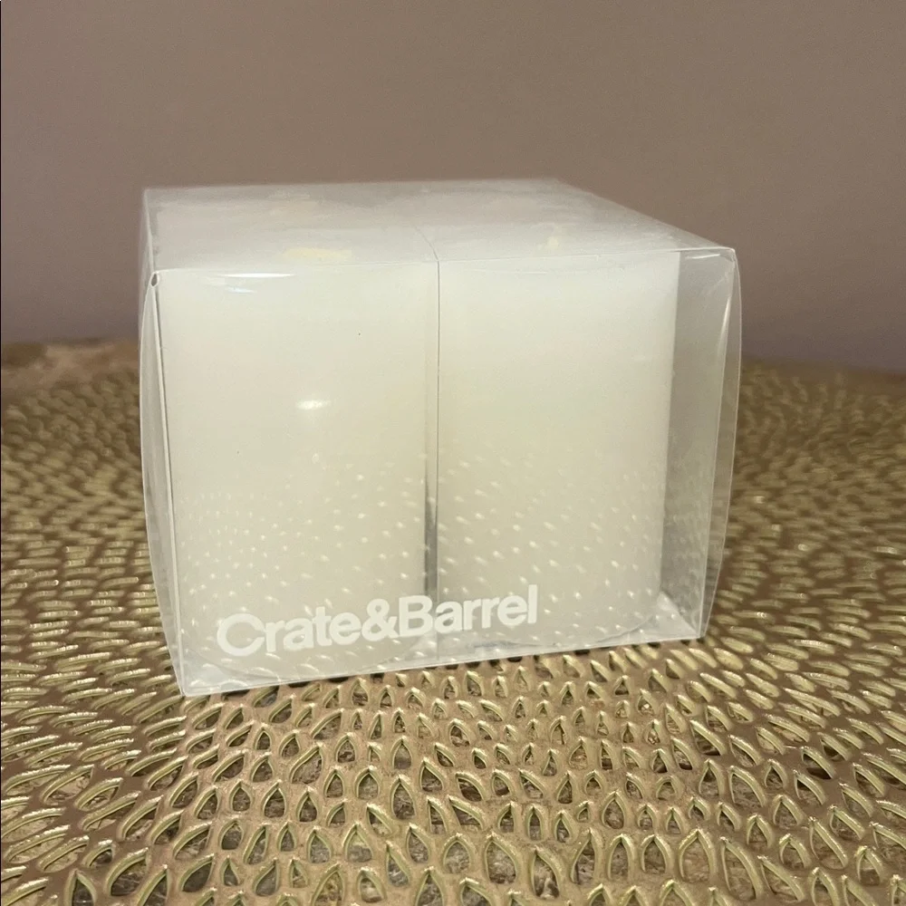 Crate and Barrel 2”x3” White Pillar Candles, Set of 4